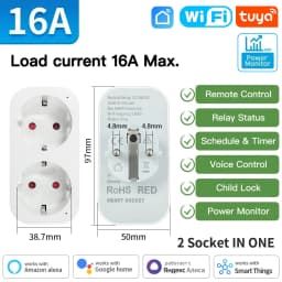 TNCE Tuya Wifi/Zigbee3.0 Smart Socket EU Plug 16/20A Power Monitor Remote Control Smart Life APP Remote Control Alexa