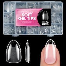 100/320/600Pcs Short Almond Nail Tips Soft Gel Nail Tips Full Cover False Nail Tips For Acrylic Nails Salon Home Press On Nails