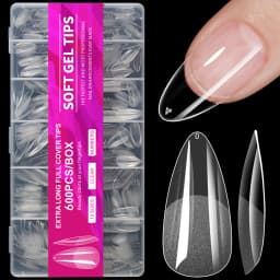 100/320/600Pcs Short Almond Nail Tips Soft Gel Nail Tips Full Cover False Nail Tips For Acrylic Nails Salon Home Press On Nails