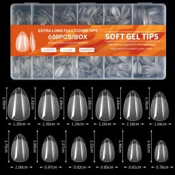 100/320/600Pcs Short Almond Nail Tips Soft Gel Nail Tips Full Cover False Nail Tips For Acrylic Nails Salon Home Press On Nails