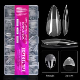 100/320/600Pcs Short Almond Nail Tips Soft Gel Nail Tips Full Cover False Nail Tips For Acrylic Nails Salon Home Press On Nails