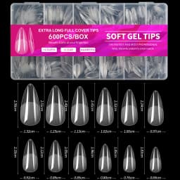 100/320/600Pcs Short Almond Nail Tips Soft Gel Nail Tips Full Cover False Nail Tips For Acrylic Nails Salon Home Press On Nails
