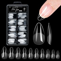 100/320/600Pcs Short Almond Nail Tips Soft Gel Nail Tips Full Cover False Nail Tips For Acrylic Nails Salon Home Press On Nails