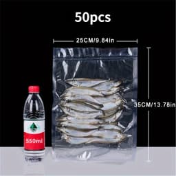 50pcs Vacuum Sealer Bags, Disposable Airtight Compression Bag, Transparent Food Packaging Bag, For Meat,Fruit And Vegetable