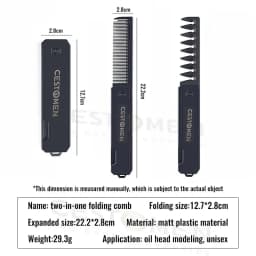 New 1/2/3 in 1 Pocket Folding Combs Plastic Wide Tooth Oil Head Comb Beard Combing Barber Clipper Comb Salon Hair Styling Tools