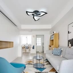 36W Creative Flower Shape Ceiling Lamp,Modern LED Ceiling Light,Black Acrylic Ceiling Light,52 cm Cool White Light 6500K