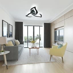 36W Creative Flower Shape Ceiling Lamp,Modern LED Ceiling Light,Black Acrylic Ceiling Light,52 cm Cool White Light 6500K