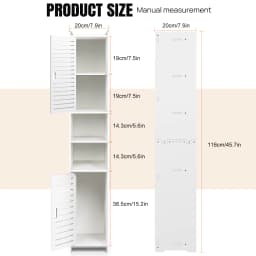 DayPlus 5-Tier Tall Bathroom Floor Cabinet, Waterproof Bathroom Storage Cabinet with Door and Shelves, Free Standing Cabinet