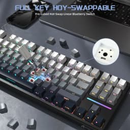 ATTACK SHARK X87 Wireless Mechanical Keyboard, Tri Mode-BT/2.4G/Wired, Hot-swappable Linear Switch, Side-printed PBT Keycap, RGB