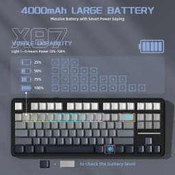 ATTACK SHARK X87 Wireless Mechanical Keyboard, Tri Mode-BT/2.4G/Wired, Hot-swappable Linear Switch, Side-printed PBT Keycap, RGB