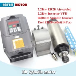 【EU】 2.2KW ER20 CNC Router Milling Kit Air cooled Cooling spindle motor With HY frequency converter vfd inverter