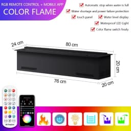Realistic 3D multi-color flame, intelligent atomization fireplace, TuYA APP control, electric steam electric fireplace, adjustab