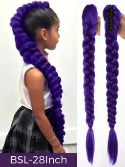 32inch Braided Purple Hair Ponytail with Tinsel Hair Wig Super Extensions Shiny Tinsel Hair for Kids Christmas Cosplay Rumi Hair