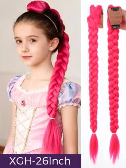 32inch Braided Purple Hair Ponytail with Tinsel Hair Wig Super Extensions Shiny Tinsel Hair for Kids Christmas Cosplay Rumi Hair