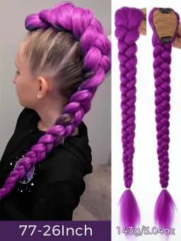32inch Braided Purple Hair Ponytail with Tinsel Hair Wig Super Extensions Shiny Tinsel Hair for Kids Christmas Cosplay Rumi Hair