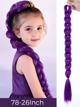 32inch Braided Purple Hair Ponytail with Tinsel Hair Wig Super Extensions Shiny Tinsel Hair for Kids Christmas Cosplay Rumi Hair