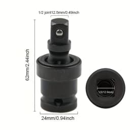 1/2 Inch Drive Universal Joint Socket Adapter, 360° Swivel Steel Ball Impact Socket for Electric Wrench Efficiency Enhancement,