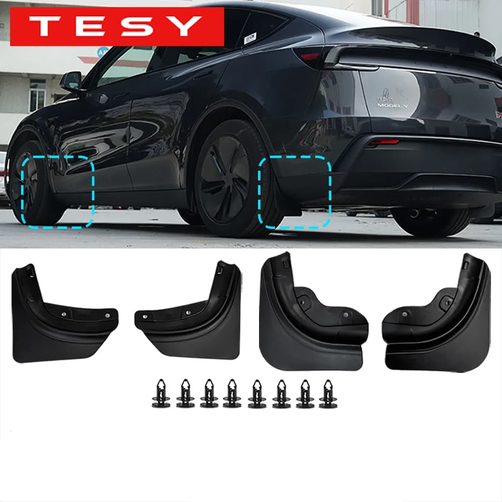 TESY Mud Flaps For Tesla New Model Y 2025 Launch Juniper  No Drilling/Tape Splash Guards Fenders Mudguards Mudflaps
