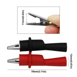 2pcs Alligator Clips Test Clip Clamp Set Red Black Wire Tips 10A 1000V Multimeter Tester Probes for AC DC Power Measurement