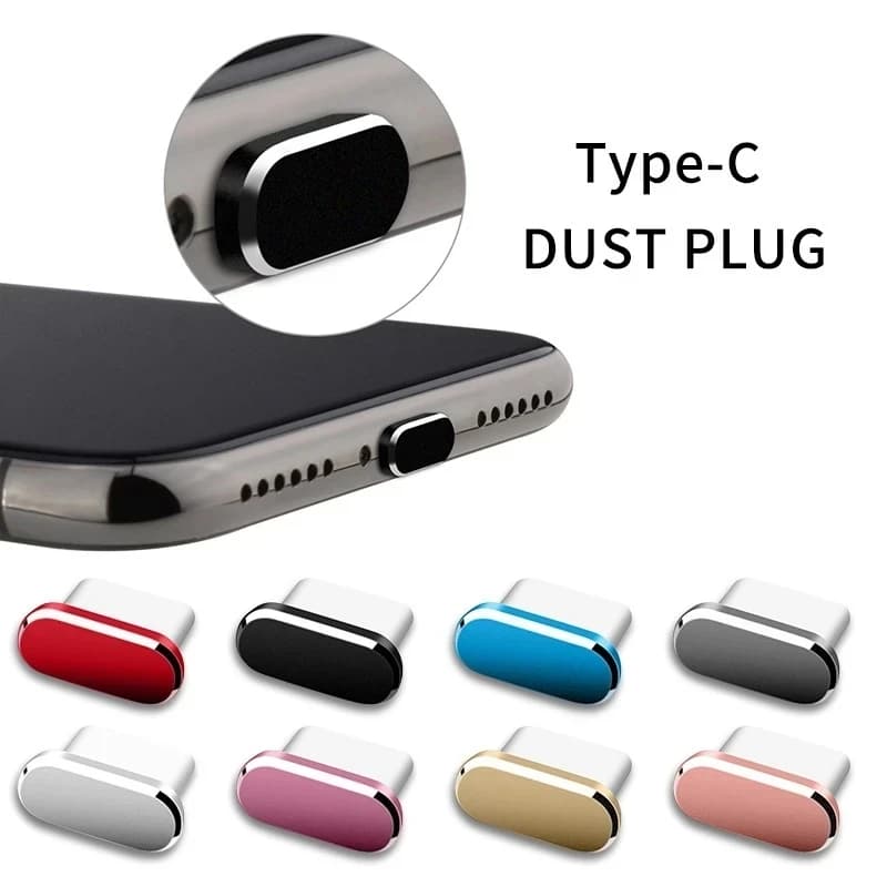 Metal Type C Dust Plugs Cellphone Anti-dust Protectors for Apple iPhone 15 Pro Max/15 Plus/15 Samsung Dustplug