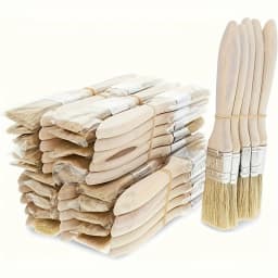10 Pig Mane Brushes, Suitable for Art, Handicrafts, Plastering, Painting, Glue Application, Wooden Handles