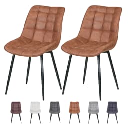 mcc direct set of 2 Dining Chairs w/Faux Matte Suede Leather and Padded Seat for Living Room, Kitchen Room & Restaurant Alba