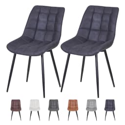 mcc direct set of 2 Dining Chairs w/Faux Matte Suede Leather and Padded Seat for Living Room, Kitchen Room & Restaurant Alba