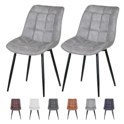 mcc direct set of 2 Dining Chairs w/Faux Matte Suede Leather and Padded Seat for Living Room, Kitchen Room & Restaurant Alba