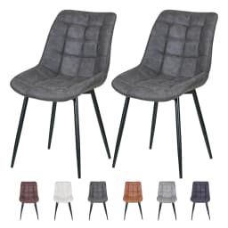 mcc direct set of 2 Dining Chairs w/Faux Matte Suede Leather and Padded Seat for Living Room, Kitchen Room & Restaurant Alba