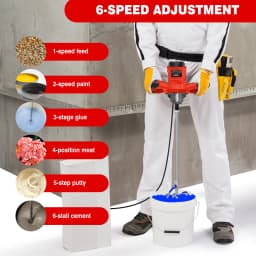 DayPlus 2600W Handheld Concrete Mixer Machine Paddle Mixer Adjustable 6 Speed Stirrer Electric Mix Stirring Tool M14 Mixing Rod