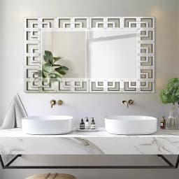 Wisfor Art Decorative Wall Mirror 48”×28”Rectangle Grecian Venetian Mirror Sliver Accent Mirror for Wall Decor Living Room