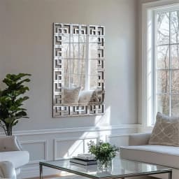 Wisfor Art Decorative Wall Mirror 48”×28”Rectangle Grecian Venetian Mirror Sliver Accent Mirror for Wall Decor Living Room