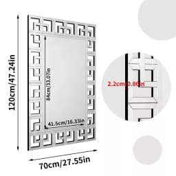 Wisfor Art Decorative Wall Mirror 48”×28”Rectangle Grecian Venetian Mirror Sliver Accent Mirror for Wall Decor Living Room