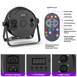 4Pcs 4 in 1 RGBW 14 LEDs 80W Par Light DMX512 Master-Slave Sound Activated with Remote Control DJ Party Stage Effect Lighting