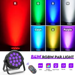 4Pcs 4 in 1 RGBW 14 LEDs 80W Par Light DMX512 Master-Slave Sound Activated with Remote Control DJ Party Stage Effect Lighting