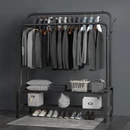 【Lifeideas】Double-Rod Clothes Rack with Wheels