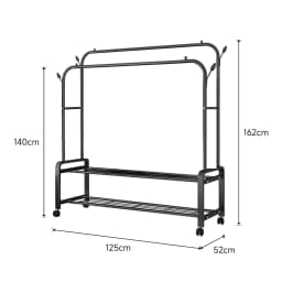 【Lifeideas】Double-Rod Clothes Rack with Wheels