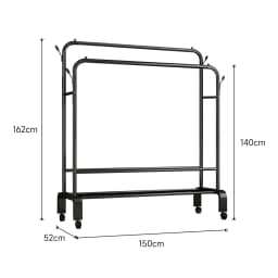 【Lifeideas】Double-Rod Clothes Rack with Wheels