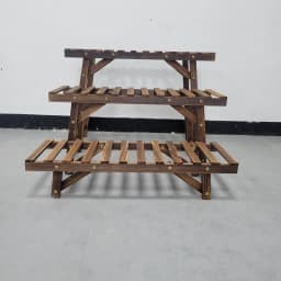 Wooden Plant Stands Set of 3, 70cm Wide Pine Wood Plant Shelves for Living Room and Balcony