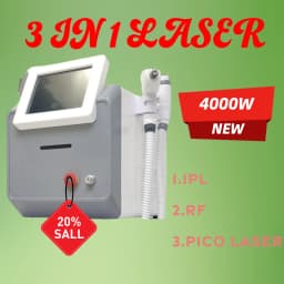 3 In 1 Soprano Professional Laser Machine 4000W IPL OPT 480NM 530NM 640NM Nd:Yag RF Hair Removal & Tattoo Cleaning New Model