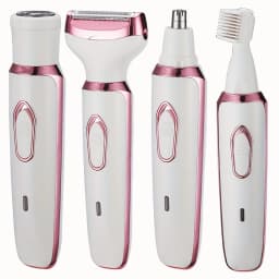 4 in 1 Lady Shaver Electric Hair Removal USB Rechargeable Painless Epilator Trimmer Wet & Dry Shaving Set for Face Eyebrow Nose Bikini Legs Underarm Body