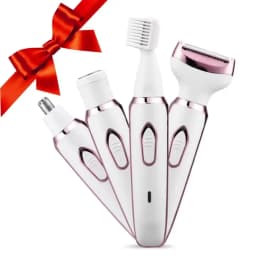 4 in 1 Lady Shaver Electric Hair Removal USB Rechargeable Painless Epilator Trimmer Wet & Dry Shaving Set for Face Eyebrow Nose Bikini Legs Underarm Body