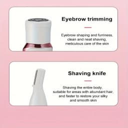 4 in 1 Lady Shaver Electric Hair Removal USB Rechargeable Painless Epilator Trimmer Wet & Dry Shaving Set for Face Eyebrow Nose Bikini Legs Underarm Body