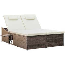 Outsunny 2 Seater Double Rattan Sun Lounger Recliner Day Bed Outdoor Wicker Weave Furniture Sofa w/ Fire Retardant Cushions
