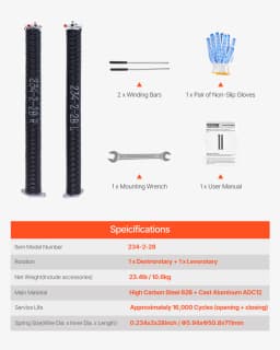 SucceBuy Garage Door Torsion Springs Pair Cycles Electrophoresis Black Coated for Replacement Garage Door Springs