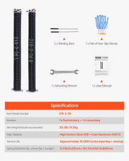 SucceBuy Garage Door Torsion Springs Pair Cycles Electrophoresis Black Coated for Replacement Garage Door Springs
