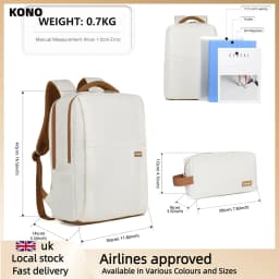 Kono Water-Resistant Laptop Backpack with USB Charging - Business Rucksack for Travel & Commute, Includes Matching Pouch