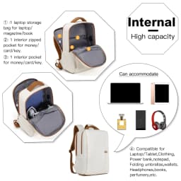 Kono Water-Resistant Laptop Backpack with USB Charging - Business Rucksack for Travel & Commute, Includes Matching Pouch