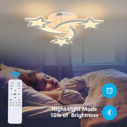 Modern Star Shape LED Ceiling Light, Dimmable LED Ceiling Lamp with Remote Control, Ceiling Light for Bedroom
