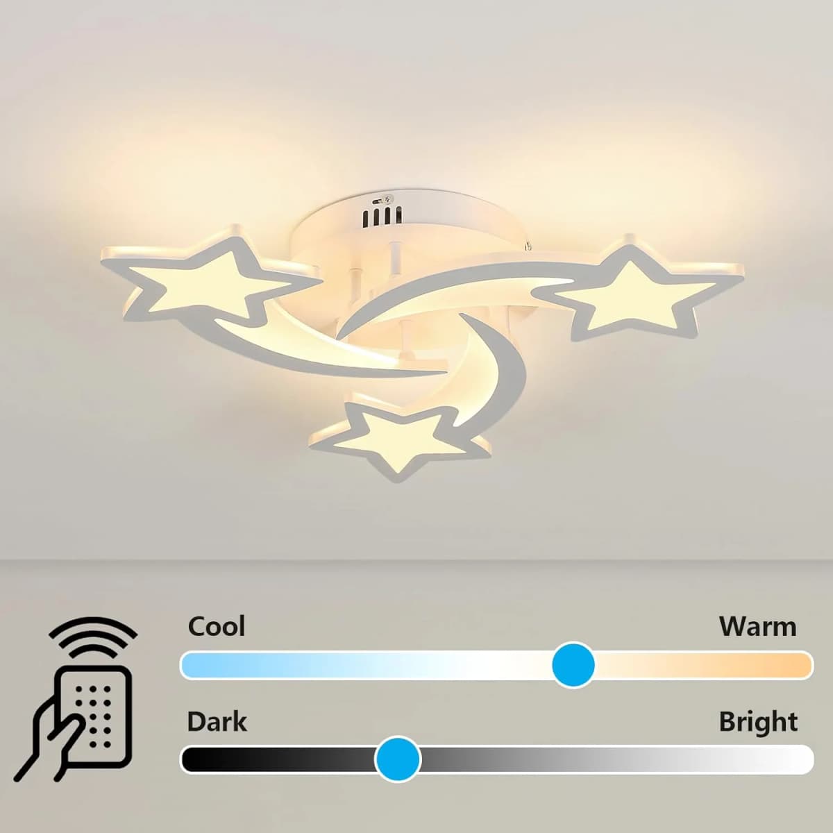 Modern Star Shape LED Ceiling Light, Dimmable LED Ceiling Lamp with Remote Control, Ceiling Light for Bedroom